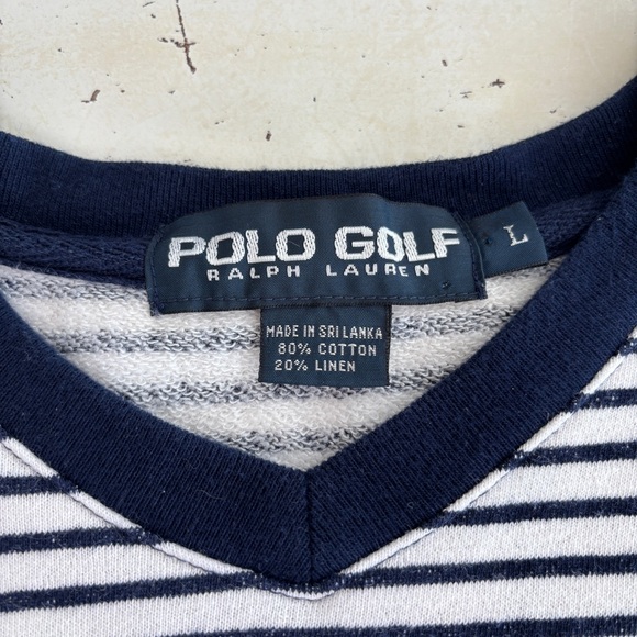 Polo Golf Ralph Lauren Men’s Vest Sz. Large Blue White Stripes Linen Blend - Picture 4 of 7